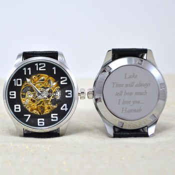 Engraved Mechanical Wrist Watch, 2 of 4