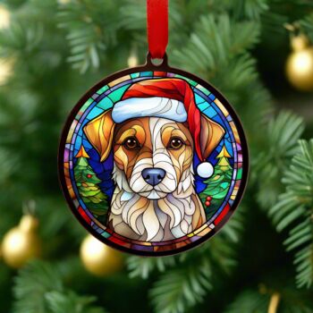 Jack Russell In Santa Hat Suncatcher Decoration, 4 of 6