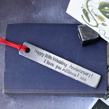 Personalised Steel Bookmark For 11th Anniversary, 4 of 11