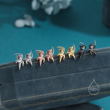 Sterling Silver Mismatched Ninja Stud Earrings, 6 of 12