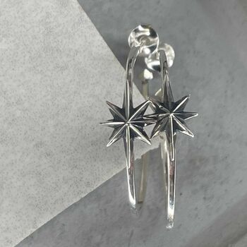 Sterling Silver North Star Hoops, 6 of 12