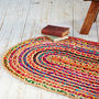 Multicoloured Recycled Jute And Cotton Oval Rug, thumbnail 4 of 5