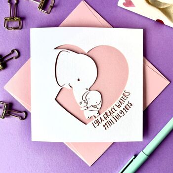 Personalised Elephant New Baby Card, 2 of 5