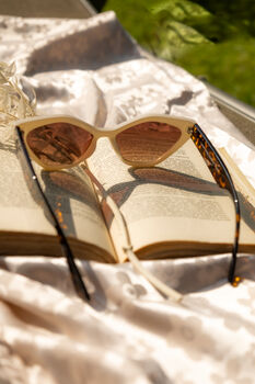 Cream Thick Diamond Frame Sunglasses, 5 of 9