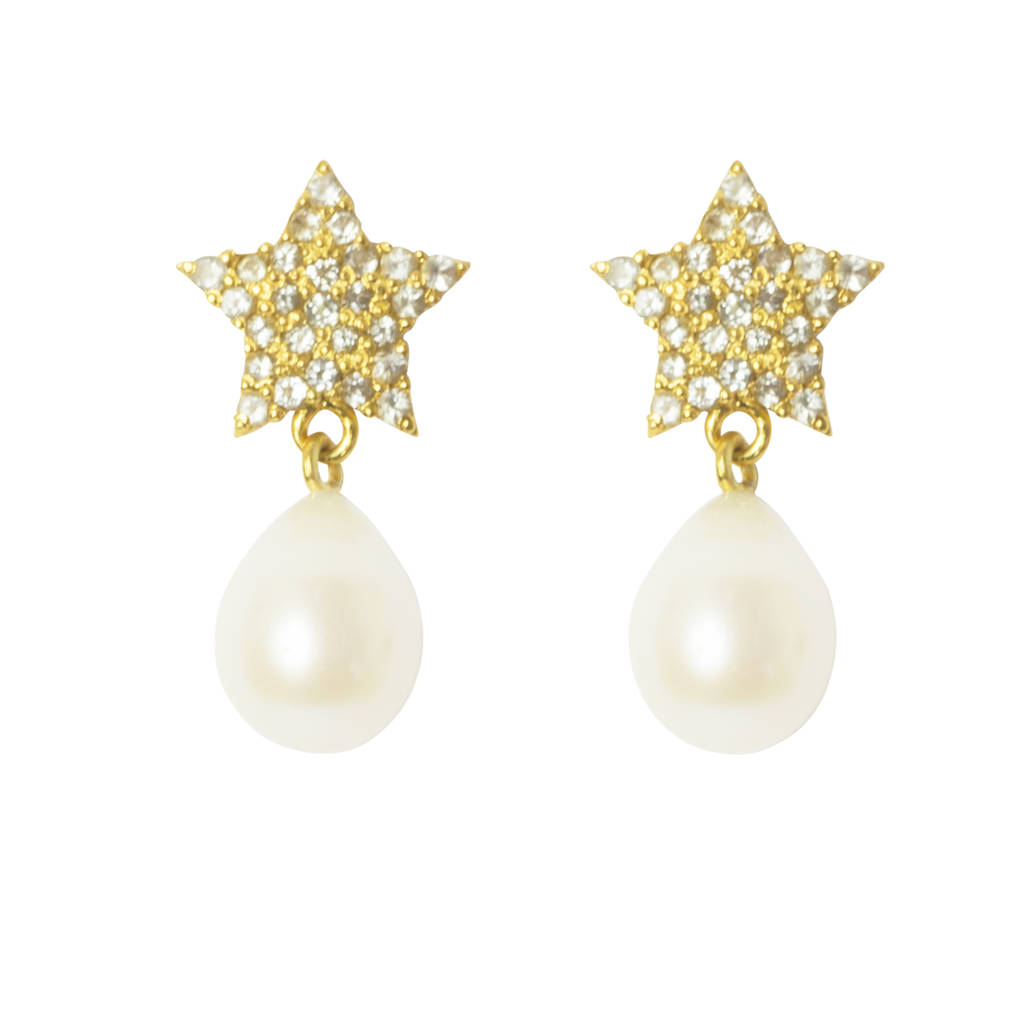 Pearl Earrings Gold Star Gifts For Her By Amara Amara ...