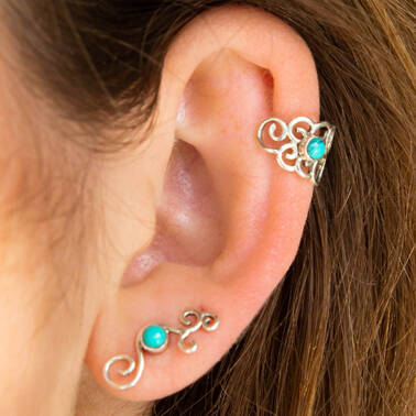 Free Spirit Turquoise Silver Ear Cuff, 1 of 5
