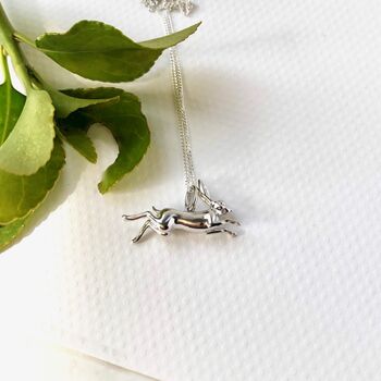 Sterling Silver Leaping Hare Necklace, 3 of 4