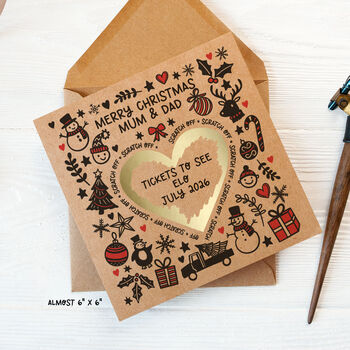 Surprise Scratch Reveal Personalised Christmas Card Kraft, 3 of 3