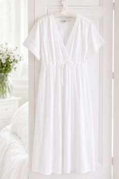 Edwardian Style White Cotton Nightdress, Broderie Anglaise Nightgown, Vintage Inspired Victorian Nightwear, Josette Nightdress UK 10 14, 2 of 5