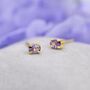 Amethyst Purple Oval Cz Stud Earrings Sterling Silver, thumbnail 3 of 12