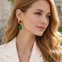 18k Gold Plated Statement Green And Red Earrings, thumbnail 1 of 2