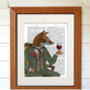 Fox Wine Drinker Portrait, Framed Or Unframed, thumbnail 5 of 8