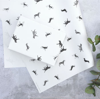 Lino Print Dog Gift Wrap Wrapping Paper, 4 of 5