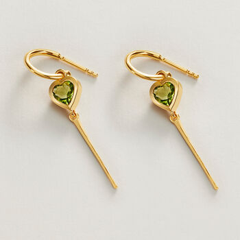 Red Garnet Gemstone Heart Drop Hoop Earrings, 5 of 7