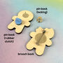 Kawaii Gingerbread Man Wooden Brooches Or Pins, thumbnail 2 of 5