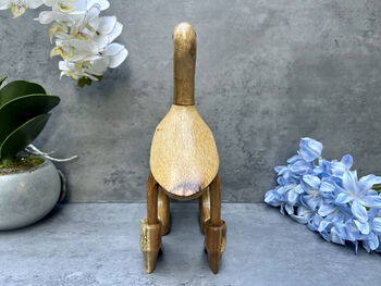 Cute Duck Couple Ornament Lovers 25cm – Bamboo Wood Heart Figurine, 11 of 12