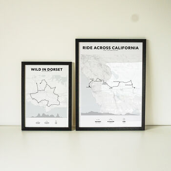 Framed And Personalised Route Map Art For Any Cycle, 5 of 6