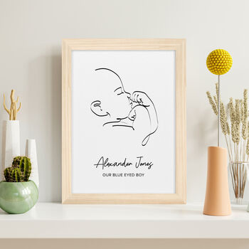Personalised Line Art Relaxed Baby Print, 9 of 12