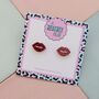 Red Lips Glitter Resin Stud Earrings, thumbnail 3 of 4