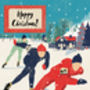 Speed Skaters Christmas Card, thumbnail 2 of 2