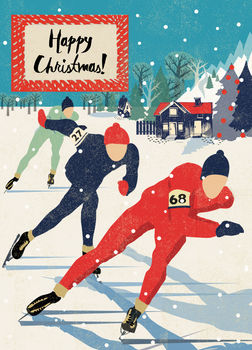 Speed Skaters Christmas Card, 2 of 2