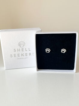 Sterling Silver Paw Print Stud Earrings, 2 of 5