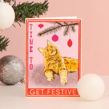 Get Festive Ginger Cat Christmas Card, 2 of 7
