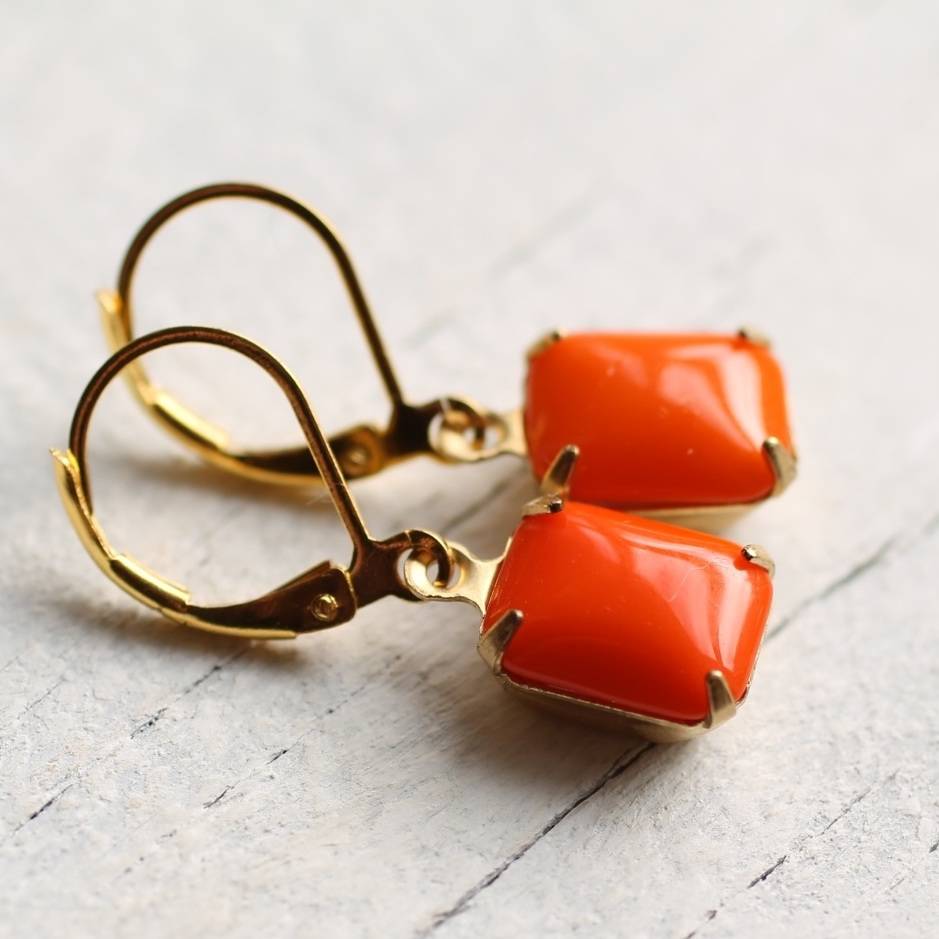 neon orange earrings by silk purse, sow's ear