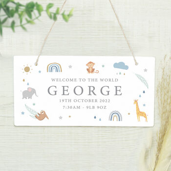 Personalised Safari Animals Wooden Sign, 4 of 4