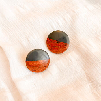 Resin And Wood Modern Stud Earrings, 2 of 2