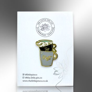 Sip Sip Knit Hard Enamel Pin Brooch, 4 of 8