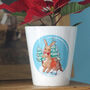 Snow Globe Bunny And Robin Christmas Flower Pot, thumbnail 1 of 4