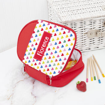 Personalised Girl's Red Patterned Lunch Bag, 6 of 11