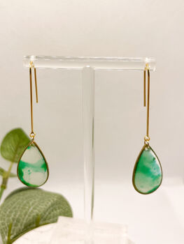 Transparent Green Teardrop Statement Earrings For Her, 5 of 9