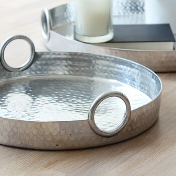 Round Silver Hammered Display Tray, 3 of 5