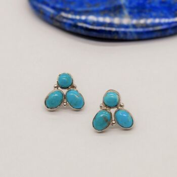Turquoise Silver Stud Earrings, 4 of 5