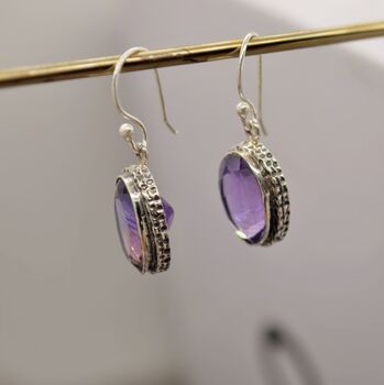 Purple Amethyst Sterling Silver Earrings, 7 of 7