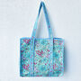 Quilted Cotton Turquoise Floral Beach Bag, thumbnail 1 of 6