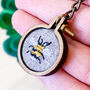Mini Embroidery Hoop Bee Keyring, thumbnail 2 of 4