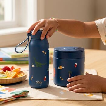 Personalised Children School / Travel Set: Water Bottle And Food Jar, 2 of 12