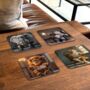 Curious Critters Set Of Four Pu Leather Coasters, thumbnail 6 of 8