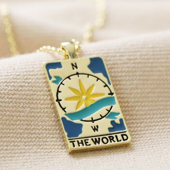 Enamel Tarot Card Necklace In Gold Plating, 10 of 12