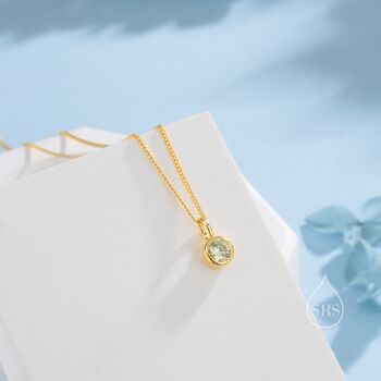 Sterling Silver Peridot Green Cz Bubble Pendant Necklace, 4 of 12