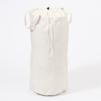 Dark Oak Laundry Basket White Bag, 3 of 4