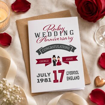 Personalised Ruby Wedding Anniversary Card, 4 of 6