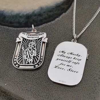 'Protectus' Dog Tag Saint Christopher Necklace, 4 of 12
