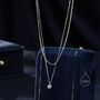 Double Layer Cz Necklace With Satellite Chain, thumbnail 4 of 10