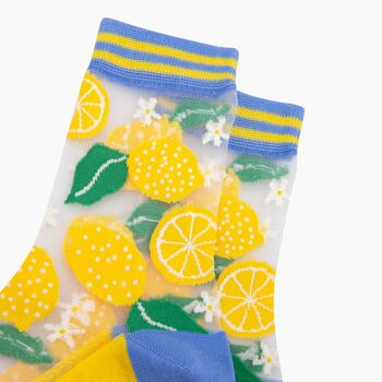 Lemons Fruit Combed Cotton Sheer Pop Socks, 2 of 4