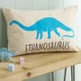 Personalised Velveteen Dinosaur Children's Cushion, thumbnail 1 of 12