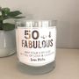 Personalised 50 And Fabulous Candle, thumbnail 1 of 3
